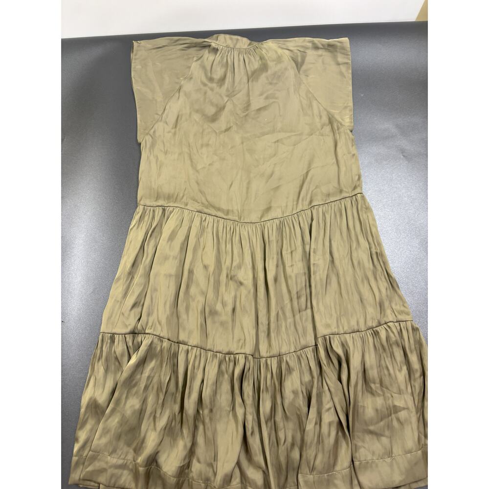 Zadig & Voltaire NWOT Rito Tiered Satin Dress in‎ Kaki Green Size XS MSRP $398 - Picture 4 of 7
